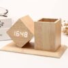 Wooden LED  Clock with Pen Holder