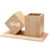Wooden LED  Clock with Pen Holder