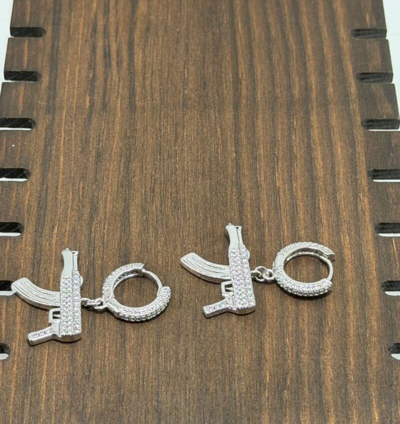 Iced Out Gun Drop Earrings